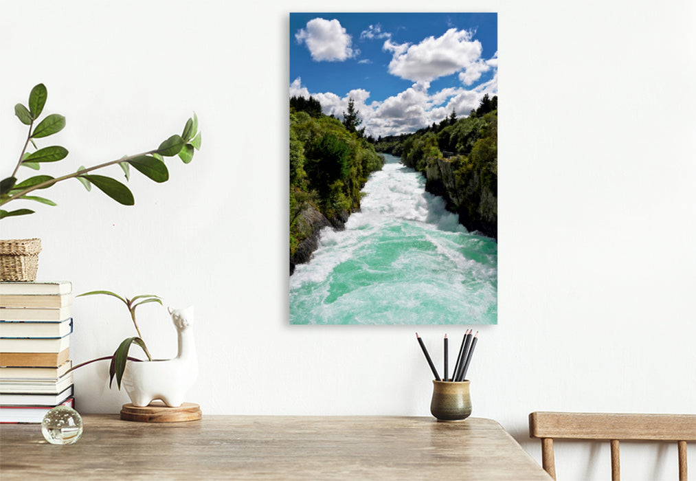 Premium Textil-Leinwand Premium Textil-Leinwand 80 cm x 120 cm  hoch Der Huka Fluss  Wasserfall in Neuseeland  Wasserkraft der Natur