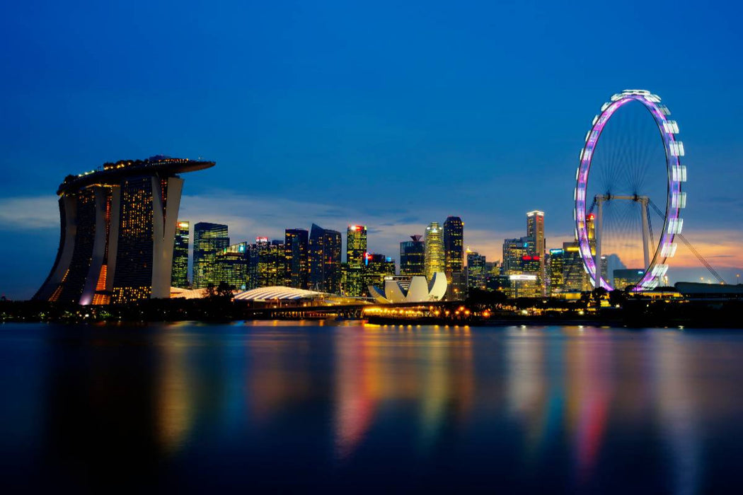 Premium Textil-Leinwand Singapur Stadt der Skylines