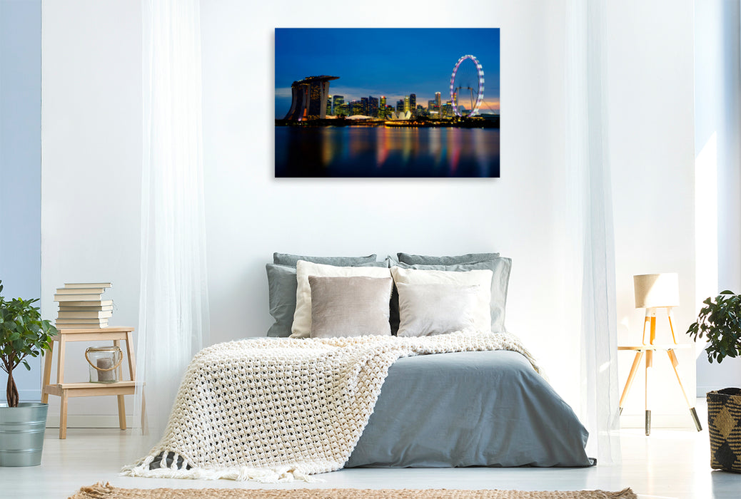 Premium Textil-Leinwand Premium Textil-Leinwand 120 cm x 80 cm quer Singapur Stadt der Skylines