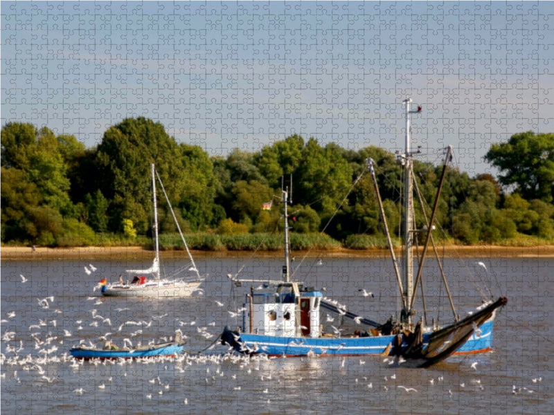 Der Weserfischer vor Harriersand 1000 Teile Puzzle quer - CALVENDO Foto-Puzzle'