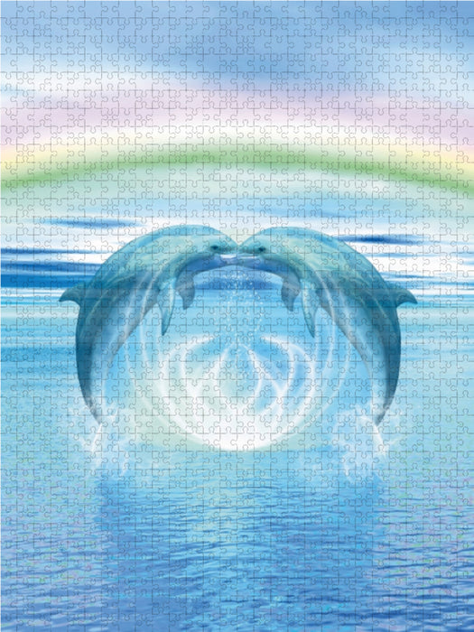 Regenbogen Delfine 1000 Teile Puzzle hoch - CALVENDO Foto-Puzzle'
