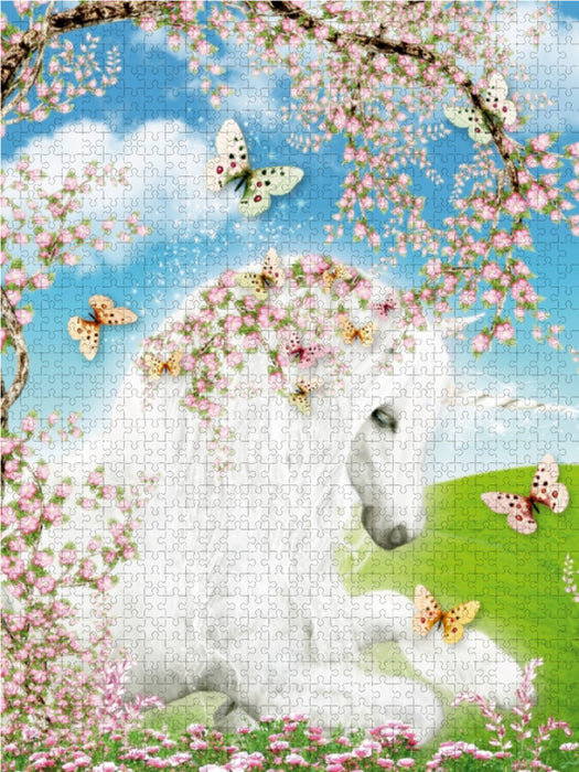 Blütentraum Einhorn 1000 Teile Puzzle hoch - CALVENDO Foto-Puzzle'