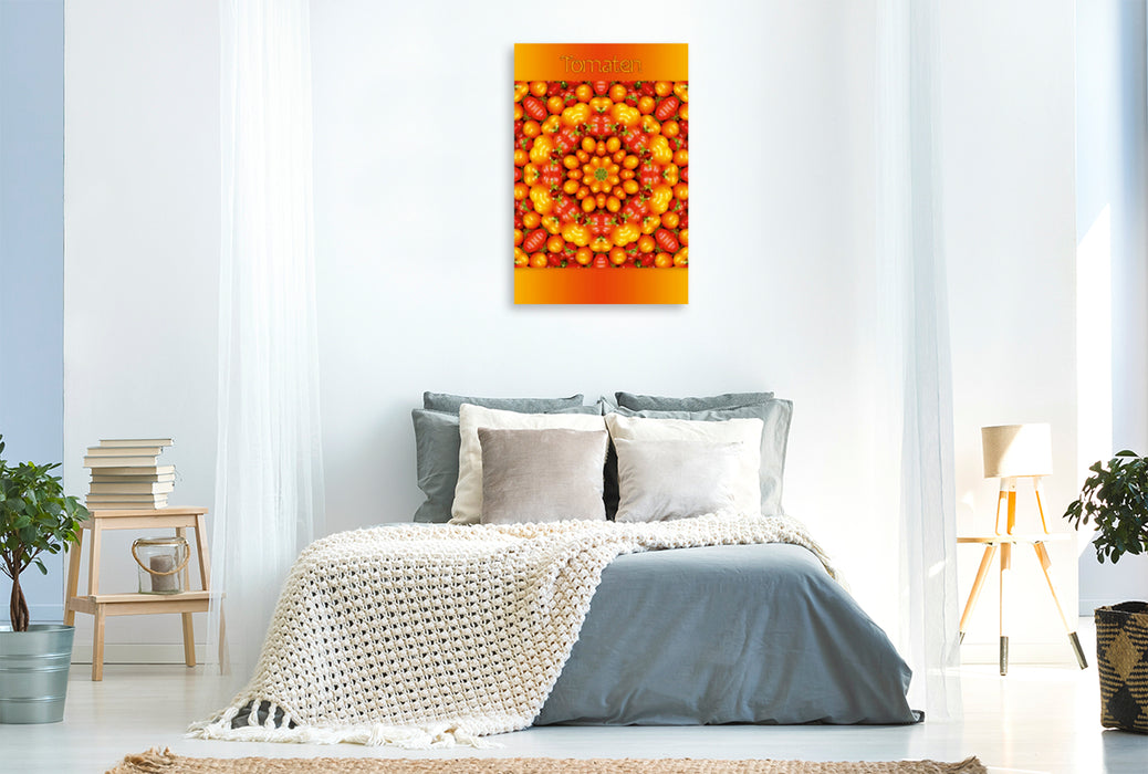 Premium Textil-Leinwand Premium Textil-Leinwand 80 cm x 120 cm  hoch Tomaten Mandala