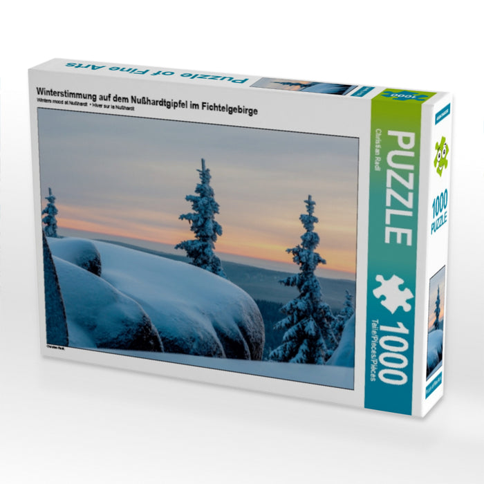 Ambiance hivernale au sommet du Nußhardt dans le Fichtelgebirge - Puzzle photo CALVENDO 