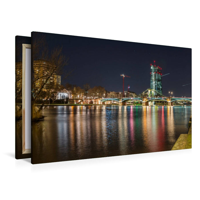 Premium Textil-Leinwand Frankfurt - Blick über den Main