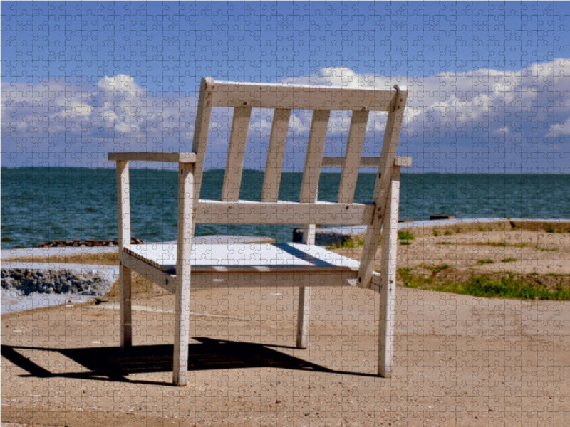 Ruhebank mit Meeresblick 1000 Teile Puzzle quer - CALVENDO Foto-Puzzle'