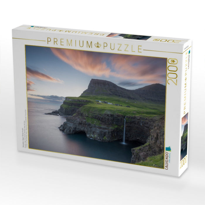 Gásadalur, Vágar, Färöer-Inseln - CALVENDO Foto-Puzzle'