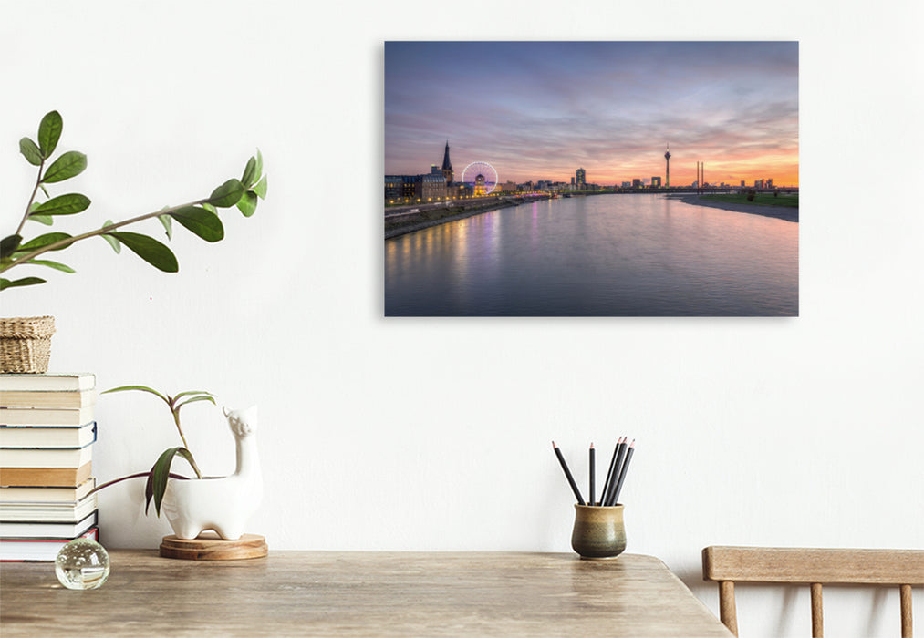 Premium textile canvas Premium textile canvas 120 cm x 80 cm landscape Düsseldorf skyline 