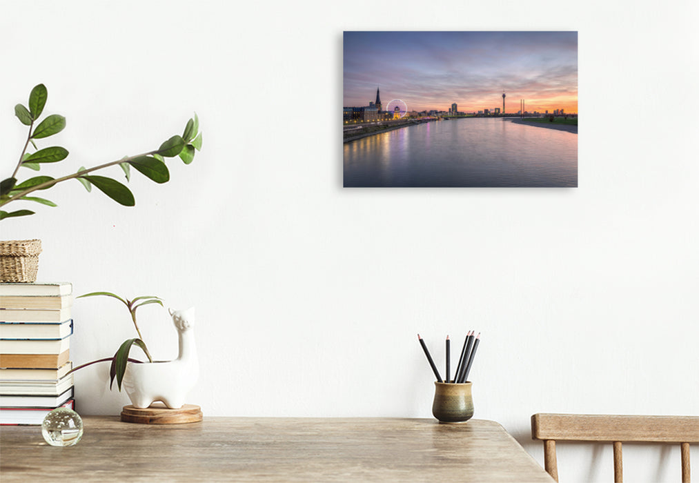 Premium textile canvas Premium textile canvas 120 cm x 80 cm landscape Düsseldorf skyline 