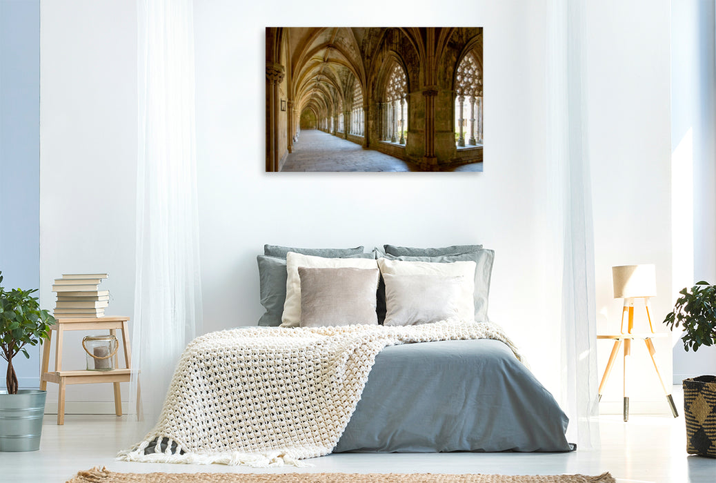 Premium Textil-Leinwand Premium Textil-Leinwand 120 cm x 80 cm quer Kreuzgang in der Mosteiro de Alcobaça