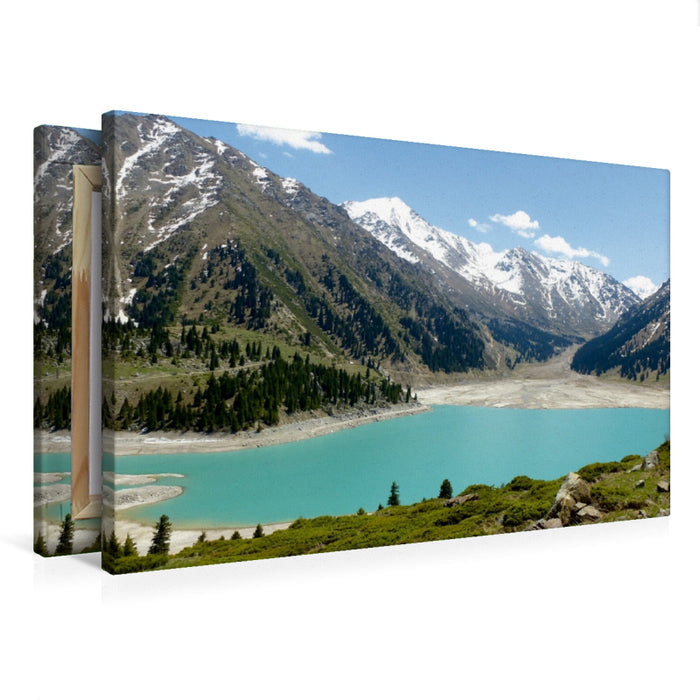 Premium Textil-Leinwand Großer Almatiner See, Kasachstan