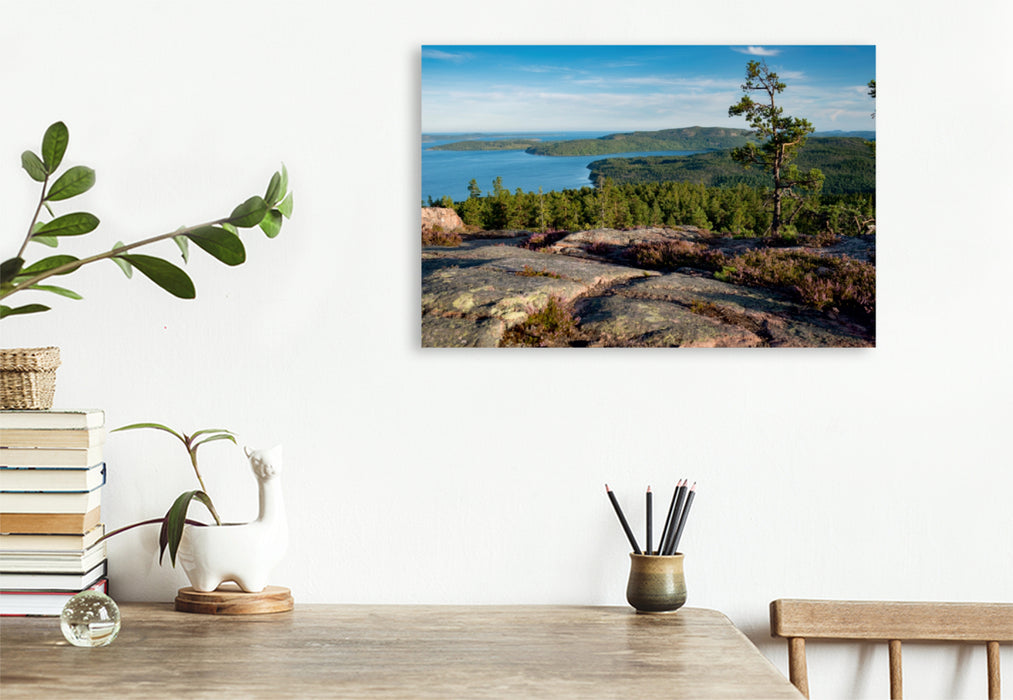 Premium Textil-Leinwand Premium Textil-Leinwand 120 cm x 80 cm quer Blick vom Skuleskogens Nationalpark in den Schärengarten der Ostsee, Schweden