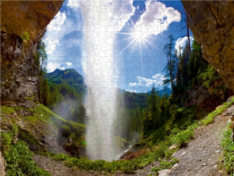 Der Johannes Wasserfall im puren Sonnenschein 1000 Teile Puzzle quer - CALVENDO Foto-Puzzle'