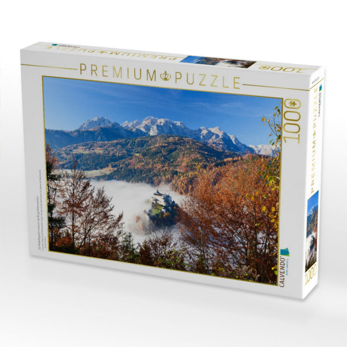 Ein Nebelteppich rund um die Burg Hohenwerfen - CALVENDO Foto-Puzzle'