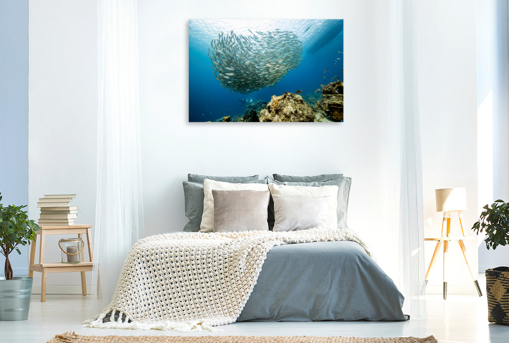 Toile textile premium Toile textile premium 120 cm x 80 cm paysage Fishball • Playa Piskado • Curaçao 