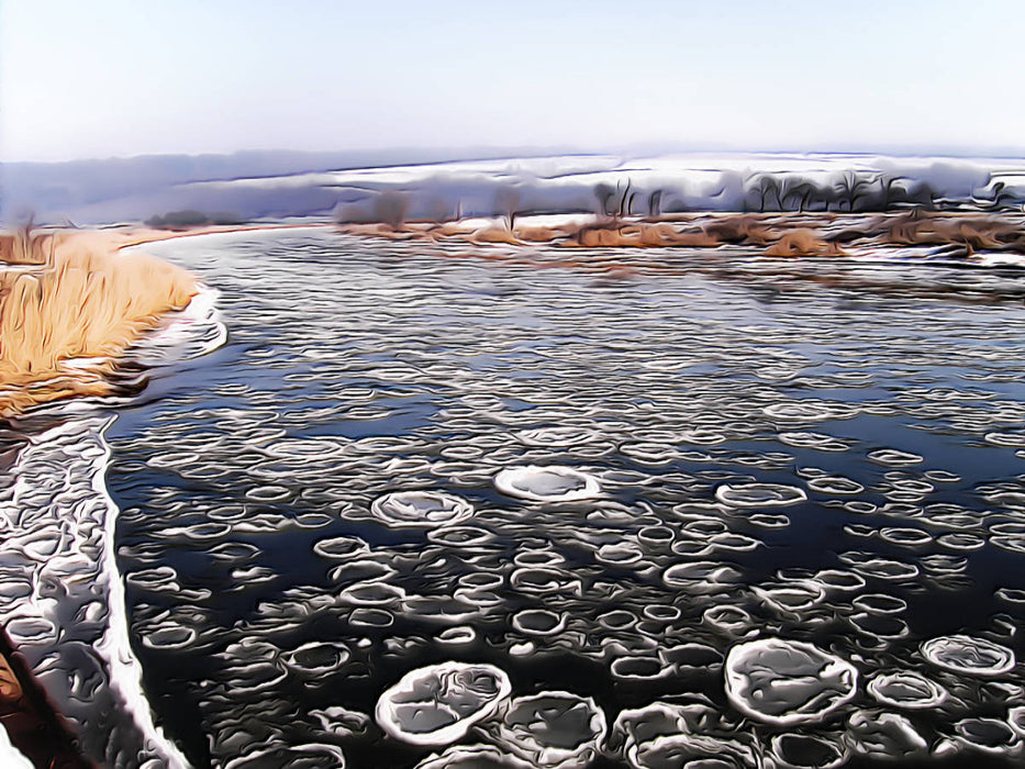Eisschollen auf der Weser - CALVENDO Foto-Puzzle'