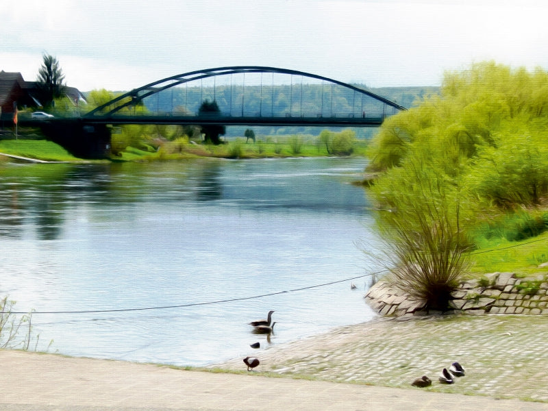 Weserbrücke Beverungen - Lauenförde 1000 Teile Puzzle quer - CALVENDO Foto-Puzzle'