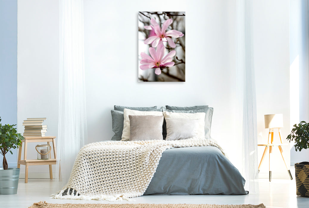 Toile textile premium Toile textile premium 80 cm x 120 cm de haut magnolias étoiles 