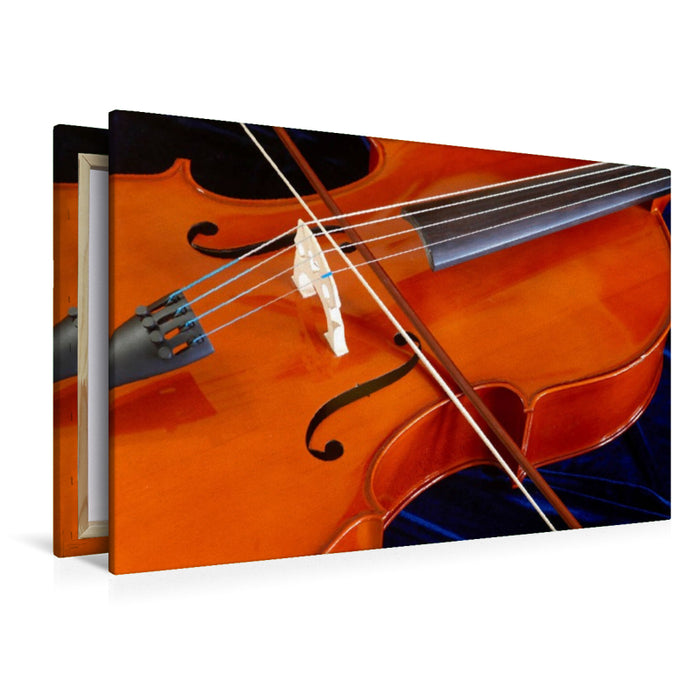 Premium Textil-Leinwand Cello mit Bogen