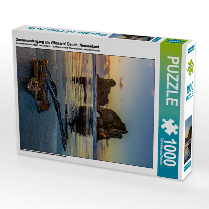 Sonnenuntergang am Wharariki Beach, Neuseeland 1000 Teile Puzzle hoch - CALVENDO Foto-Puzzle'
