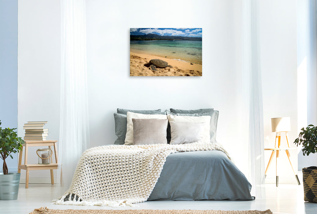 Premium Textil-Leinwand Premium Textil-Leinwand 120 cm x 80 cm quer Haleiwa Beach - Oahu