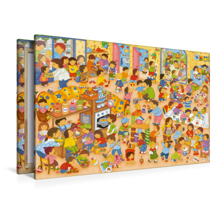 Premium Textil-Leinwand Ein Tag im Kindergarten