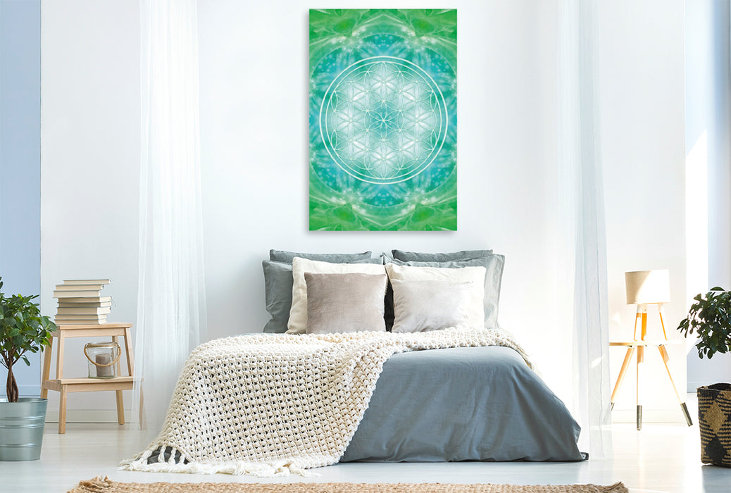 Premium Textil-Leinwand Premium Textil-Leinwand 80 cm x 120 cm  hoch Blume des Lebens - Universelles  Bewusstsein