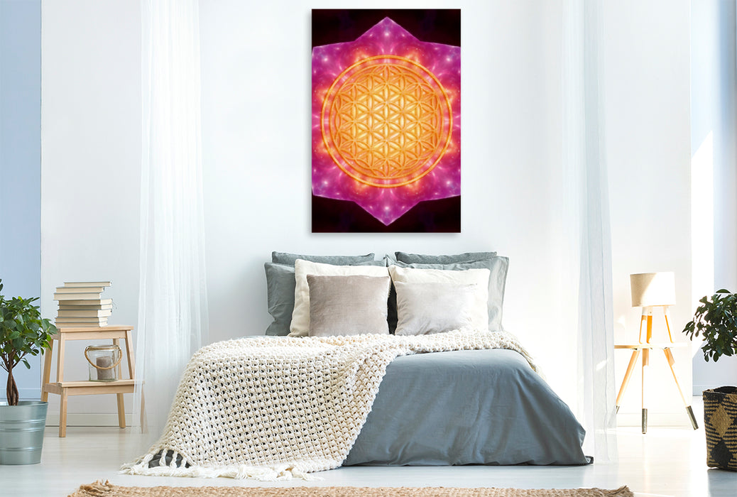 Premium Textil-Leinwand Premium Textil-Leinwand 80 cm x 120 cm  hoch Blume des Lebens - Sternenverbundenheit