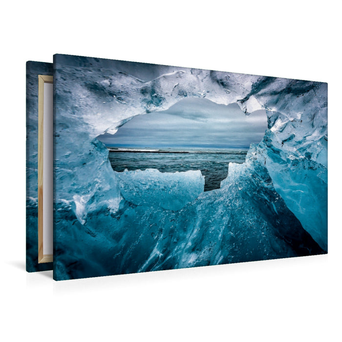 Premium Textil-Leinwand Diamond Beach am Jökulsárlón (Eissee)