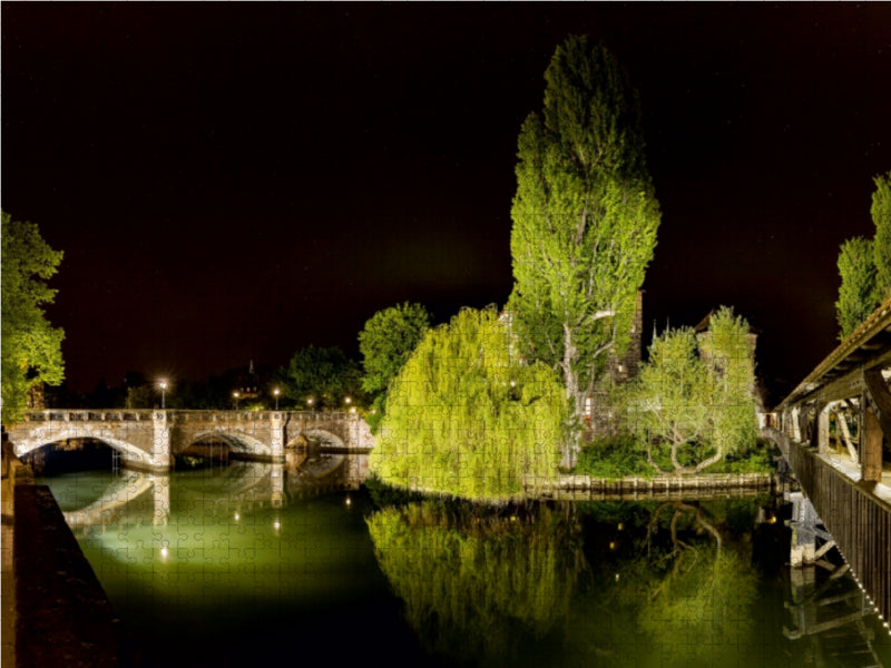 Die Trauerweide zwischen Henkersteg und Maxbrücke 1000 Teile Puzzle quer - CALVENDO Foto-Puzzle'