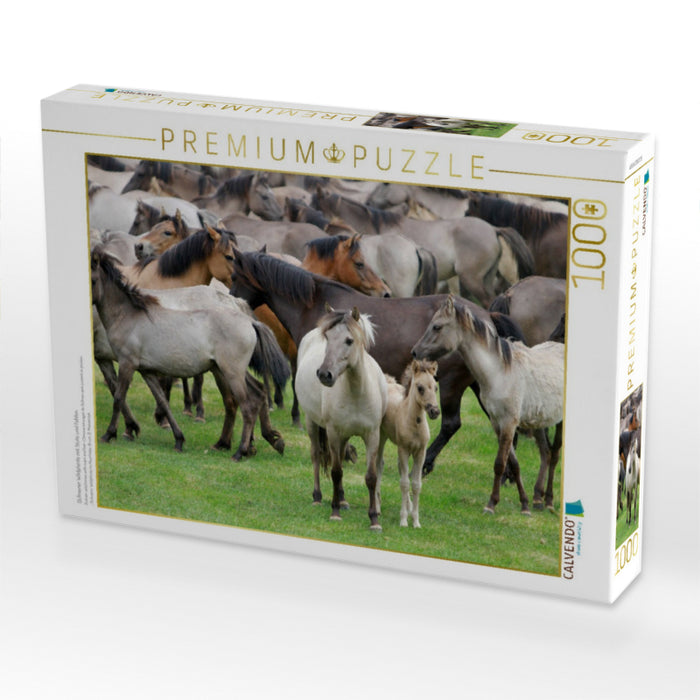 Dülmener Wildpferde mit Stute und Fohlen - CALVENDO Foto-Puzzle'
