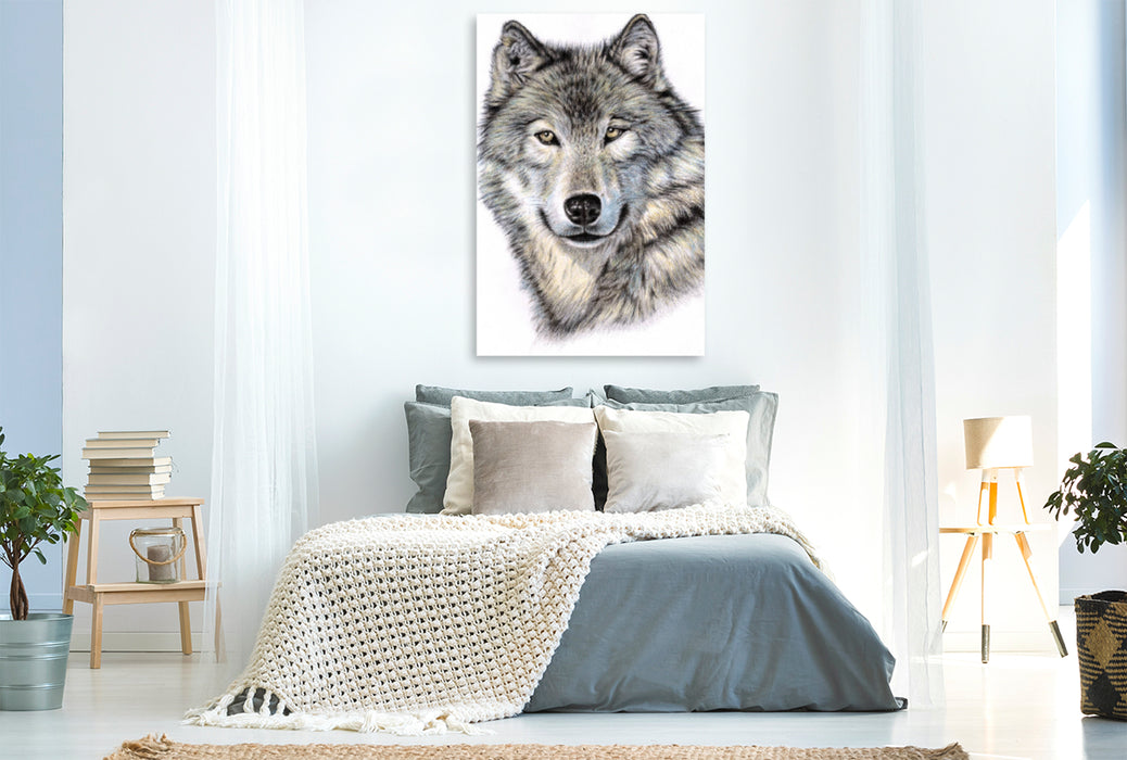 Premium Textil-Leinwand Premium Textil-Leinwand 80 cm x 120 cm  hoch Der Sibirische Wolf