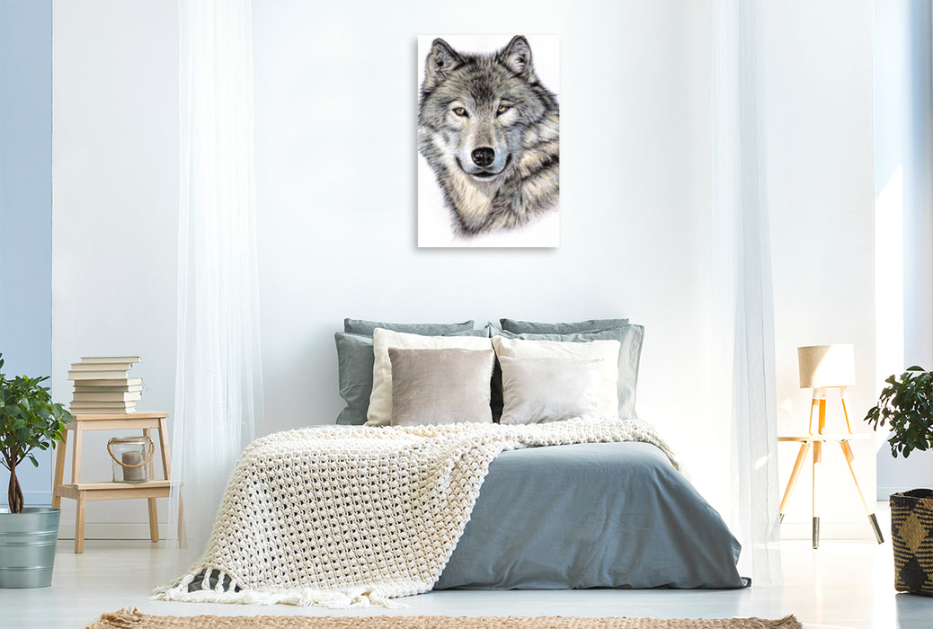 Premium Textil-Leinwand Premium Textil-Leinwand 80 cm x 120 cm  hoch Der Sibirische Wolf