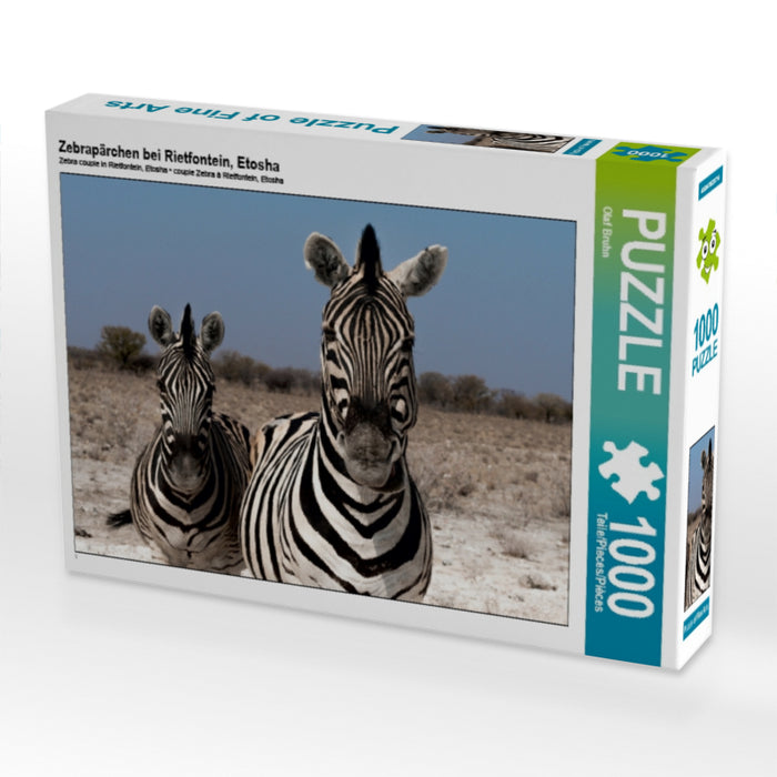 Zebrapärchen bei Rietfontein, Etosha 1000 Teile Puzzle quer - CALVENDO Foto-Puzzle'
