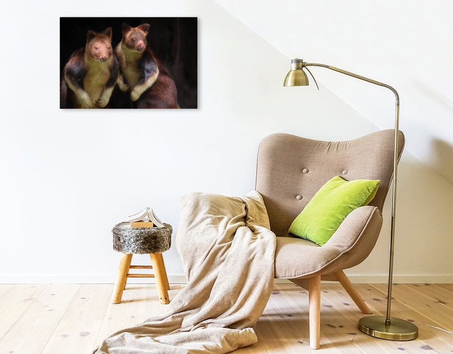 Premium Textil-Leinwand Baumkänguruh
