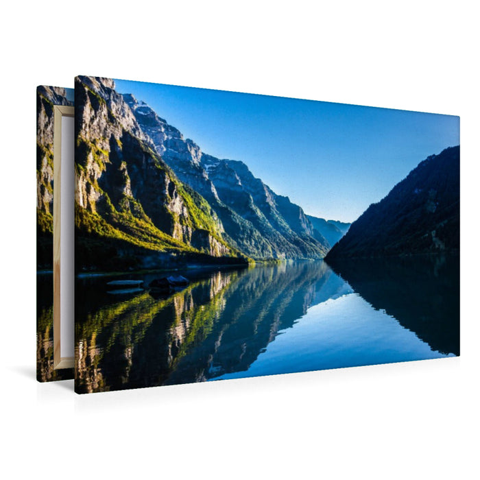 Premium Textil-Leinwand Klöntalersee