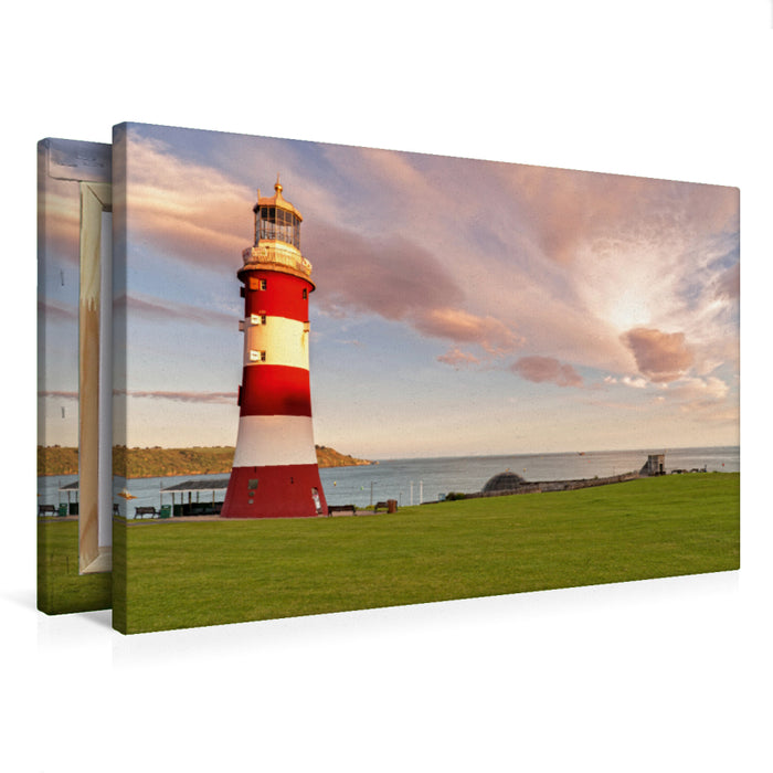 Premium Textil-Leinwand Leuchtturm Plymouth