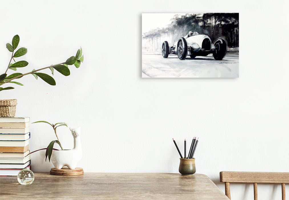 Premium Textil-Leinwand Premium Textil-Leinwand 120 cm x 80 cm quer Bernd Rosemeyer, Auto-Union Typ C, 1936