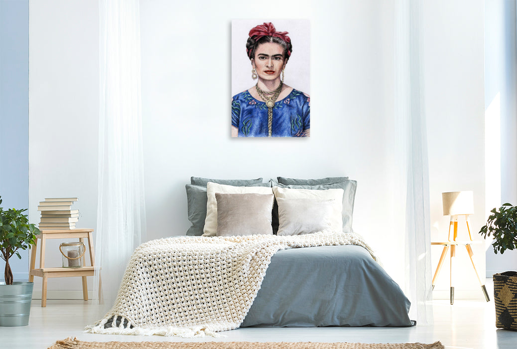 Premium Textil-Leinwand Premium Textil-Leinwand 80 cm x 120 cm  hoch Hommage an Frida Kahlo