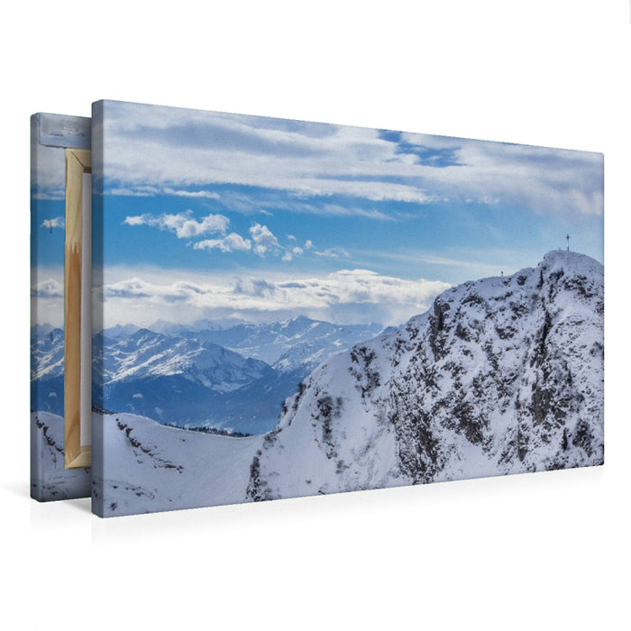 Premium Textil-Leinwand Einsamer Wanderer an der Rotwand, Spitzing