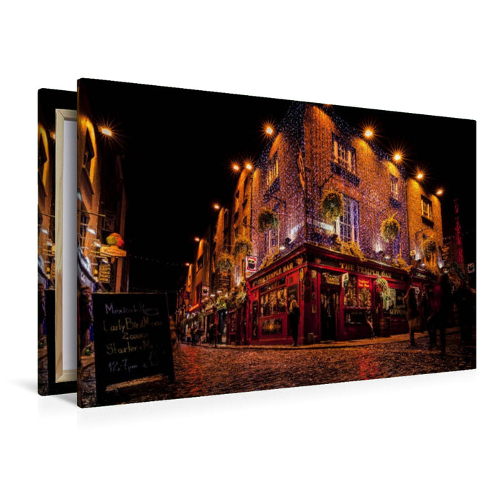 Premium Textil-Leinwand Temple Bar, Nachtleben