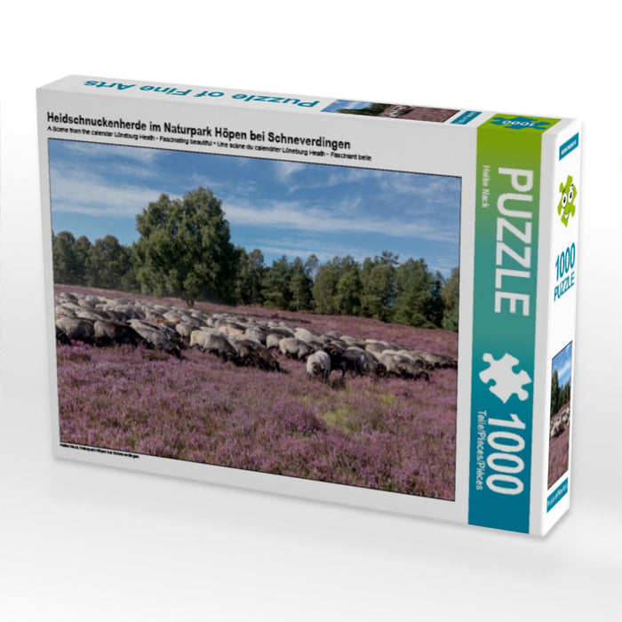 Heidschnuckenherde im Naturpark Höpen bei Schneverdingen 1000 Teile Puzzle quer - CALVENDO Foto-Puzzle'