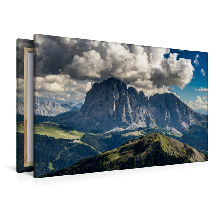 Premium Textil-Leinwand Langkofelgruppe, St. Ulrich
