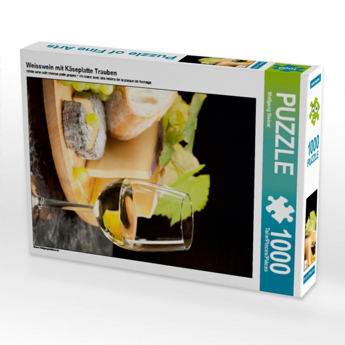 Weisswein mit Käseplatte Trauben 1000 Teile Puzzle hoch - CALVENDO Foto-Puzzle'