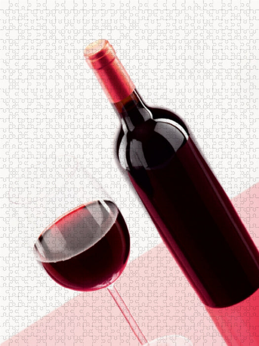 A glass of red wine with a bottle next to it - CALVENDO photo puzzle 