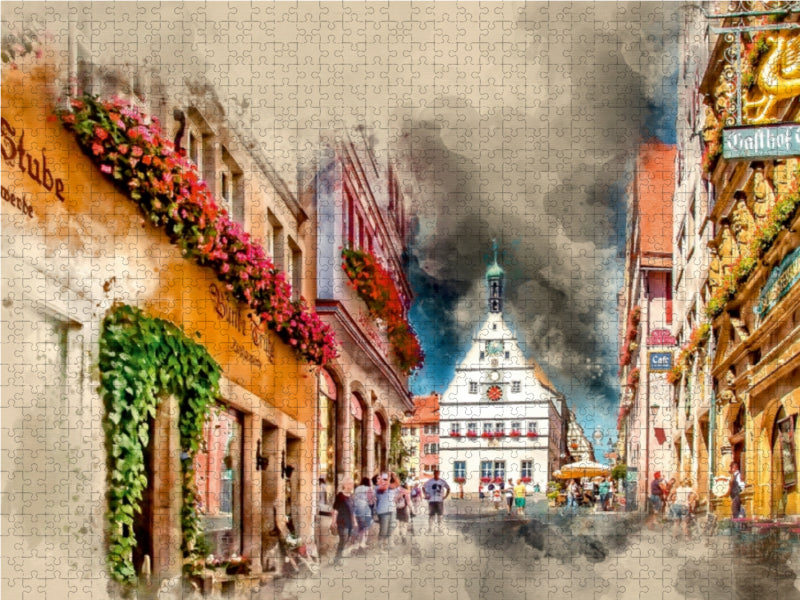 Rothenburg ob der Tauber 1000 Teile Puzzle quer - CALVENDO Foto-Puzzle'