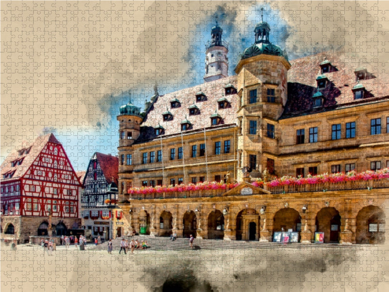 Rothenburg ob der Tauber 1000 Teile Puzzle quer - CALVENDO Foto-Puzzle'