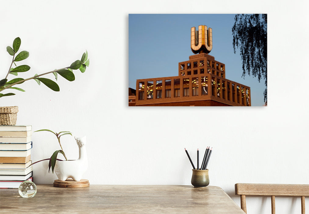 Premium textile canvas Premium textile canvas 120 cm x 80 cm landscape Dortmund landmark U 