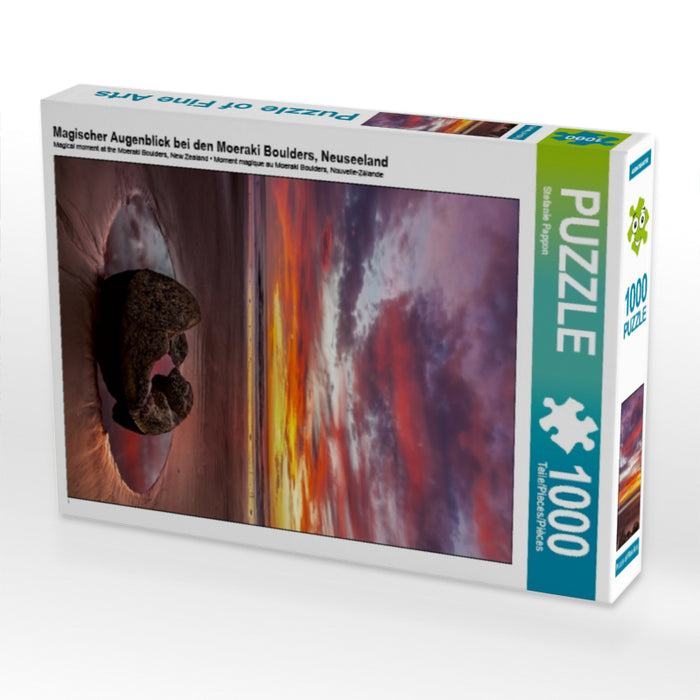 Magischer Augenblick bei den Moeraki Boulders, Neuseeland 1000 Teile Puzzle hoch - CALVENDO Foto-Puzzle'