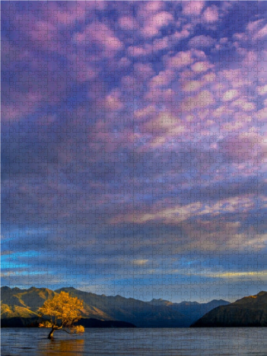 Der Baum im See von Wanaka im Morgenlicht, Neuseeland 1000 Teile Puzzle hoch - CALVENDO Foto-Puzzle'